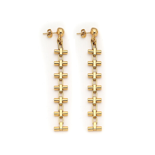 Ella Gold Plated Chain Pinned Earrings 