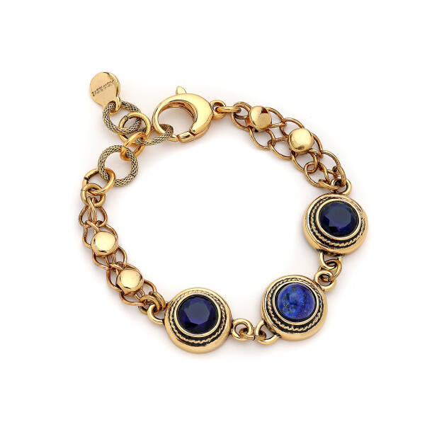 Ember Lapis Natural Stone Gold Plated Chain Bracelet - 1