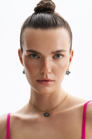 Ember Turquoise Gold Plated Eye Necklace - (1)