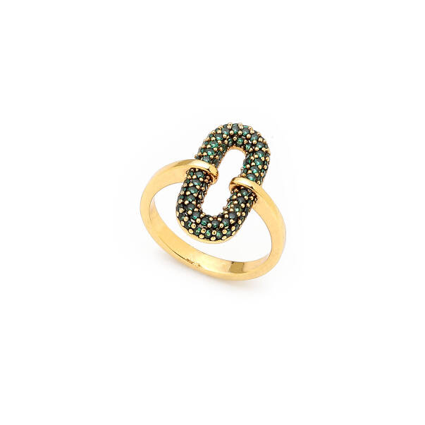 Emerald Link Zircon Stone Gold Plated Ring - 1
