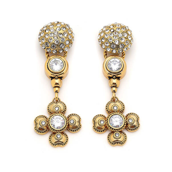Emma Gold Plated Evening Clover Charm Clip-On Earrings - 1