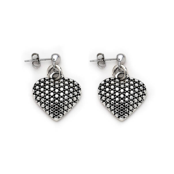 Enchanted Heart Charm Silver Plated Pinned Earrings - 1
