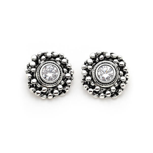 Epoque Zircon Silver Plated Clip-On Earrings - 1