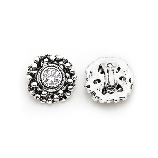 Epoque Zircon Silver Plated Clip-On Earrings - (1)