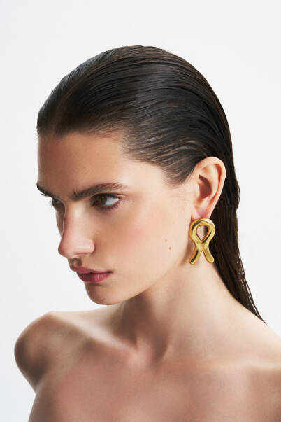 Epsilon Gold Plated Pinned Earrings - 1
