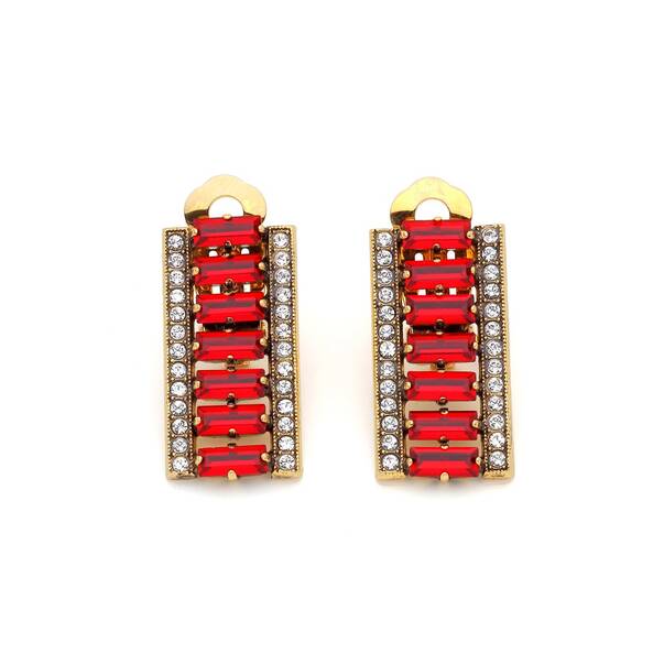 Erupta Red Gold Plated Clip-On Earrings - 1