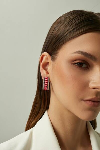 Erupta Red Gold Plated Clip-On Earrings - 3