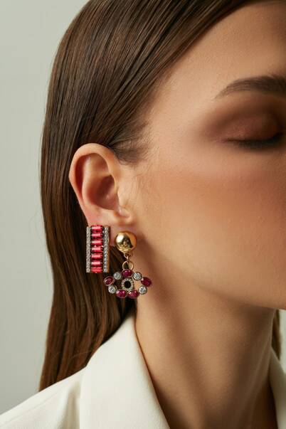 Erupta Red Gold Plated Clip-On Earrings - 4
