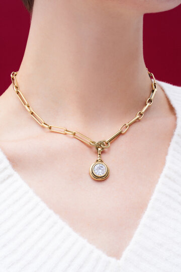Esme Zircon Gold Plated Necklace - (1)