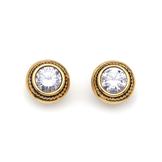 Esme Zircon Gold Plated Pinned Earrings 