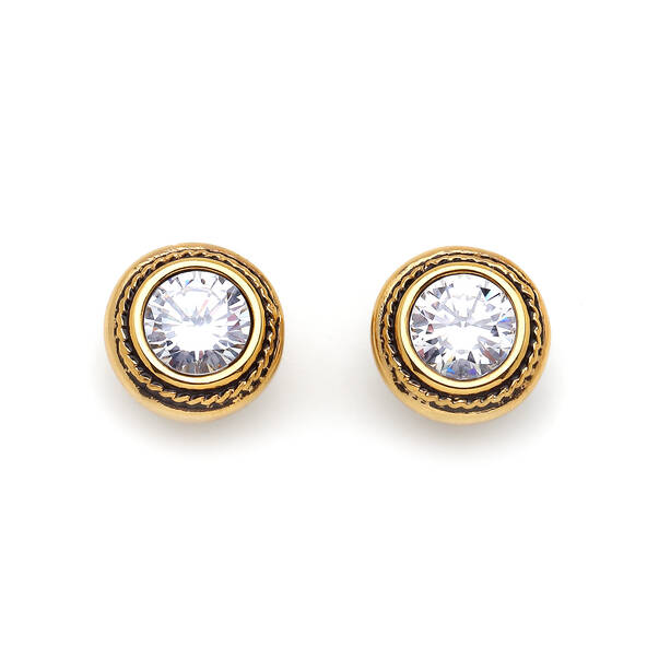 Esme Zircon Gold Plated Pinned Earrings - 1