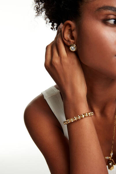 Esme Zircon Gold Plated Pinned Earrings - 10