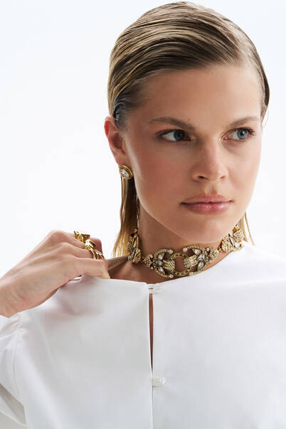 Esme Zircon Gold Plated Pinned Earrings - 8