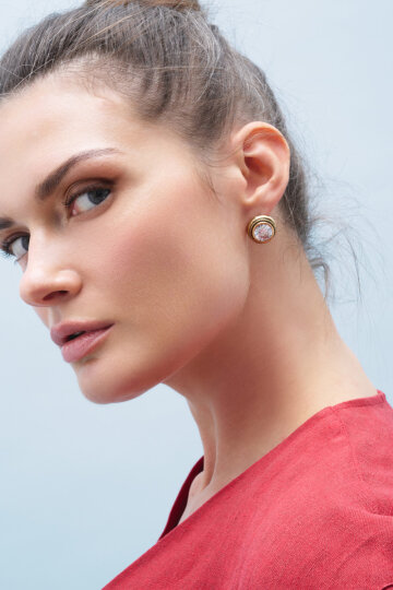 Esme Zircon Gold Plated Pinned Earrings - (1)