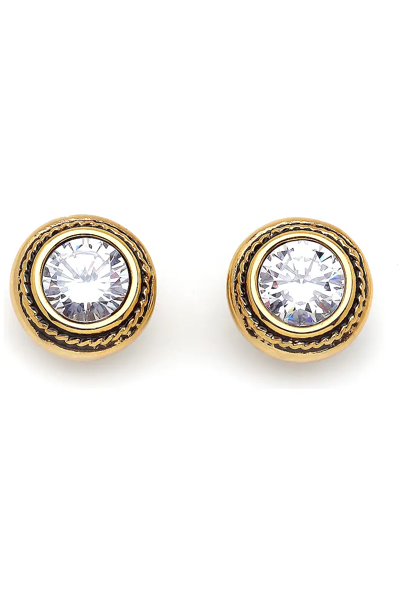 Esme Zircon Gold Plated Pinned Earrings