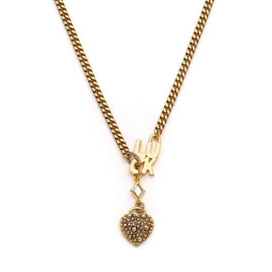 Eterna Heart and Luck Charm Gold Plated Chain Necklace - (1)