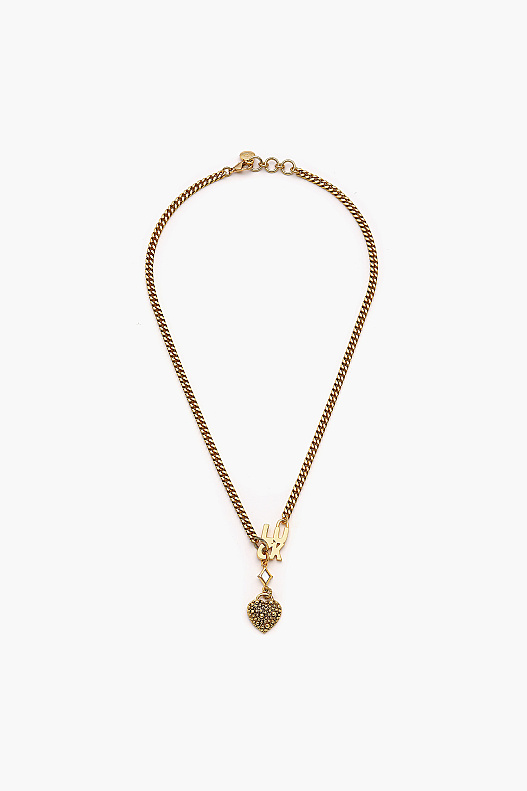 Eterna Heart and Luck Charm Gold Plated Chain Necklace - 