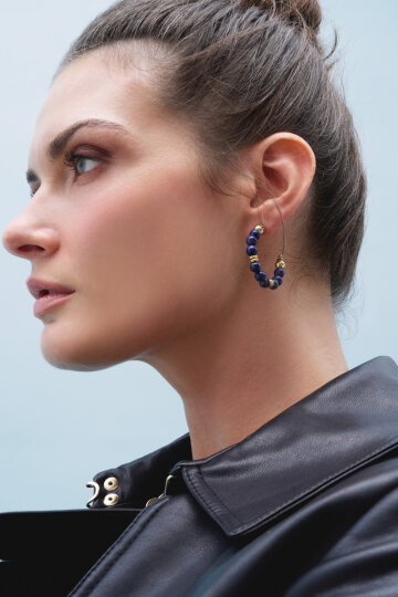 Eternal Blue Pinned Hoop Earrings - (1)