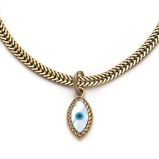 Eternal Gaze Evil Eye Bead Gold Plated Chain Necklace - (1)