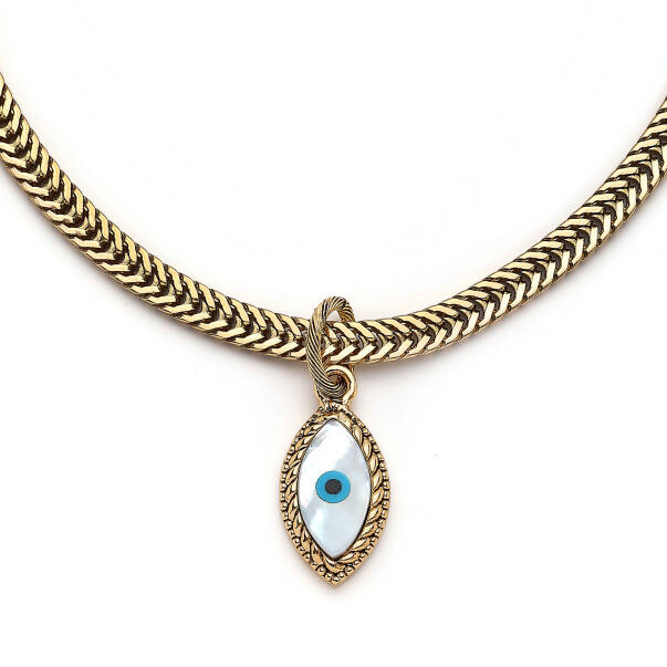 Eternal Gaze Evil Eye Bead Gold Plated Chain Necklace - 2