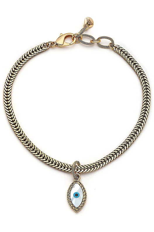 Eternal Gaze Evil Eye Bead Gold Plated Chain Necklace - (1)