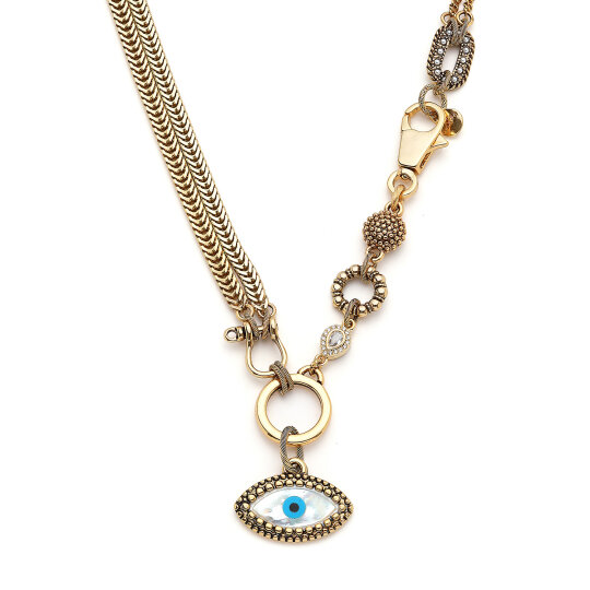 Eternal Guardian Eye Charm Gold Plated Chain Necklace - (1)