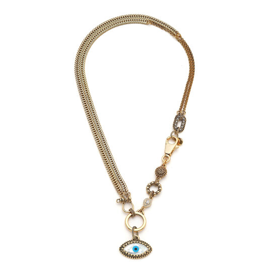 Eternal Guardian Eye Charm Gold Plated Chain Necklace - 