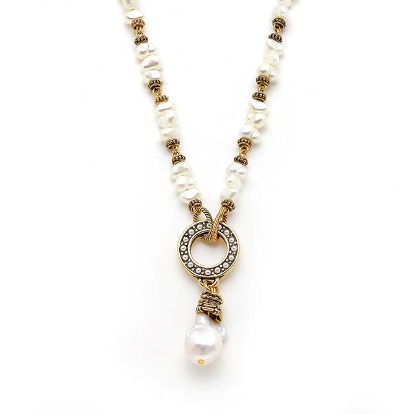 Ethic Baroque Charm Pearl Necklace - 4
