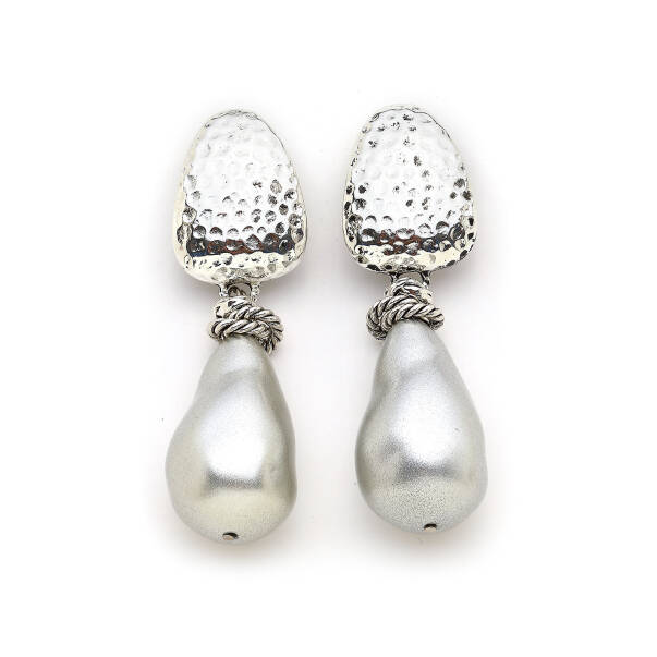 Euporia Baroque Pearl Silver-Plated Clip-On Earrings - 1