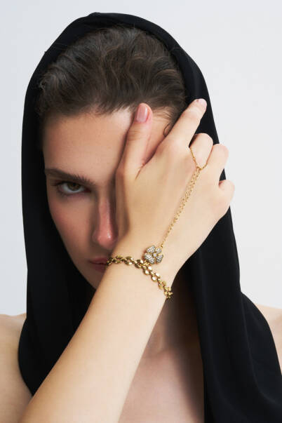 Evelyn Altın Kaplama Yonca Zirkon Charm Zincir Şahmeran - 1