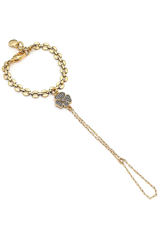 Evelyn Altın Kaplama Yonca Zirkon Charm Zincir Şahmeran - (1)