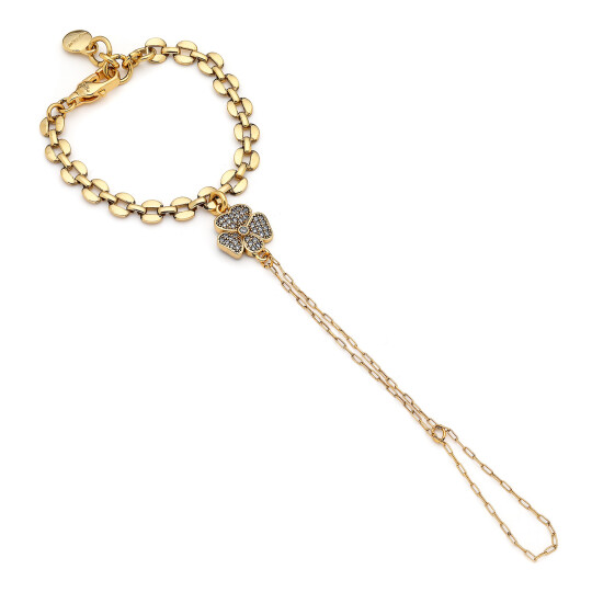 Evelyn Gold Plated Clover Zircon Charm Chain Shahmaran - (1)