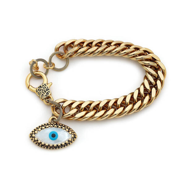 Evil Eye Charm Gold Plated Chain Anklet - 1