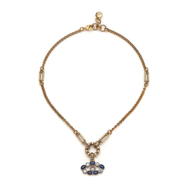 Evil Eye Glow Eye Charm Gold Plated Chain Necklace - 1