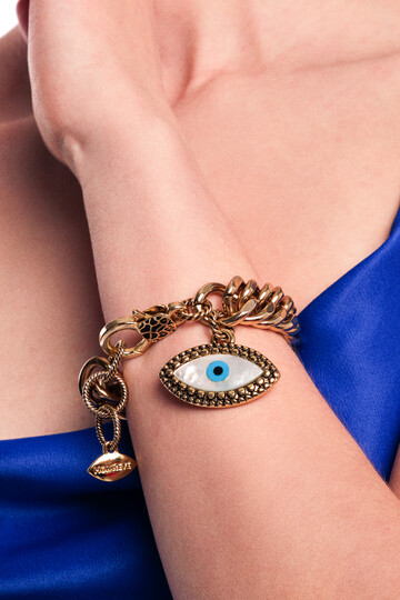 Evil Eye Gold Plated Chain Bracelet - (1)
