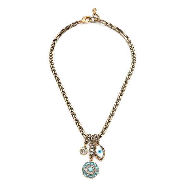 Evil Eye Symphony Eye Charm Gold Plated Chain Necklace - 1