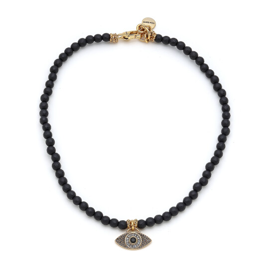 Eye Glaze Onyx Gold Plated Zircon Eye Necklace 