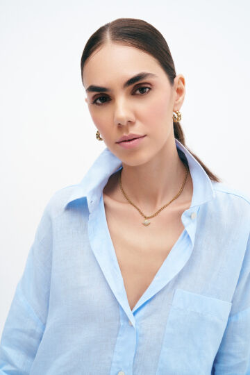 Eyescape Gold Plated Zircon Eye Charm Chain Necklace - (1)