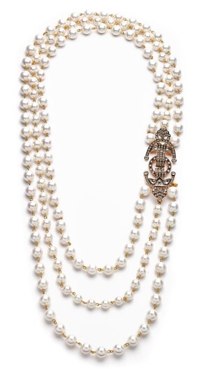 Falling Pearl Gold Plated Necklace - 