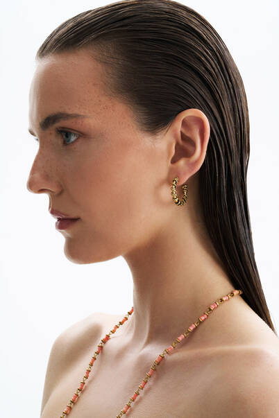 Fallow The Feeling Gold Plated Hoop Pinned Earrings - 3