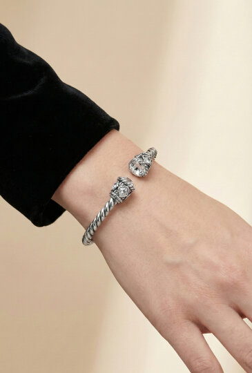 Fancy Silver Plated Cuff Bracelet - (1)