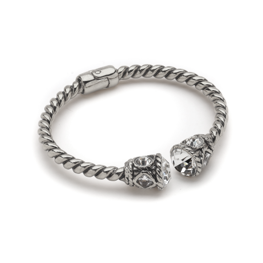 Fancy Zirkon Gümüş Kaplama Kelepçe Bilezik - 