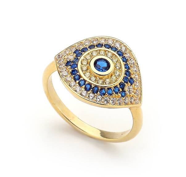 Feel Good Gold Plated Zircon Eye Ring - 2