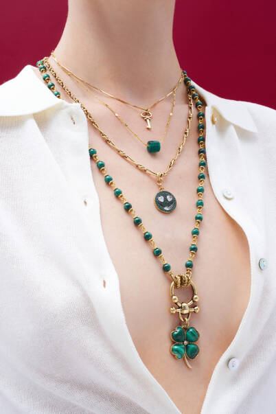 Fern Zirkon Gülenyüz Charm Altın Kaplama Zincir Kolye - 6