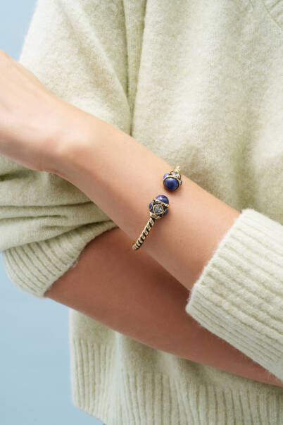 Flint Lapis Cuff Bracelet - 3