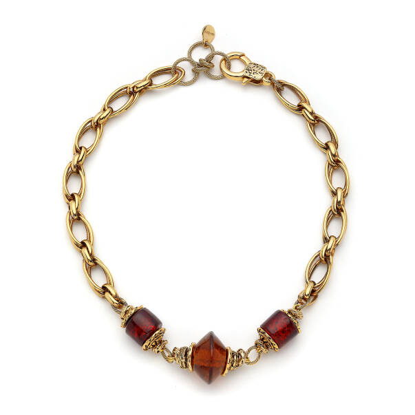 Flora Gold Plated Glass Bead Necklace - 1