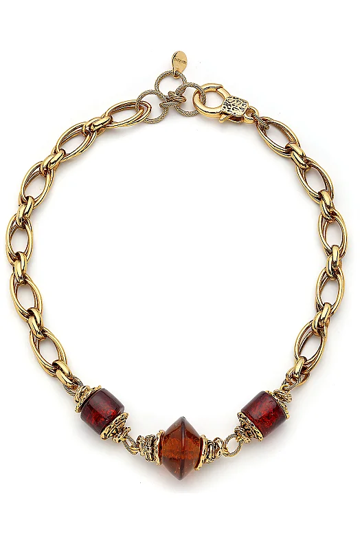 Flora Gold Plated Glass Bead Necklace - 