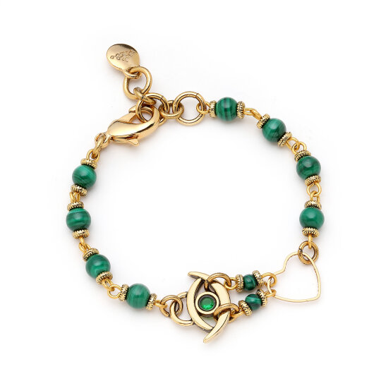 Flow Eye, Heart Charm Malachite Bracelet - 