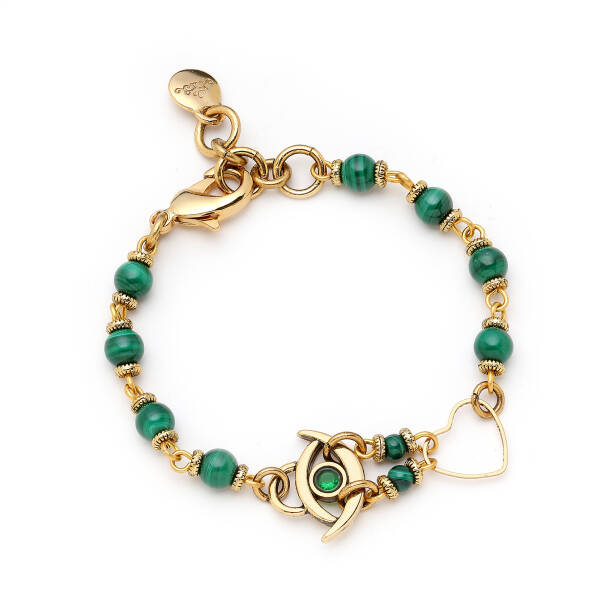 Flow Eye, Heart Charm Malachite Bracelet - 1