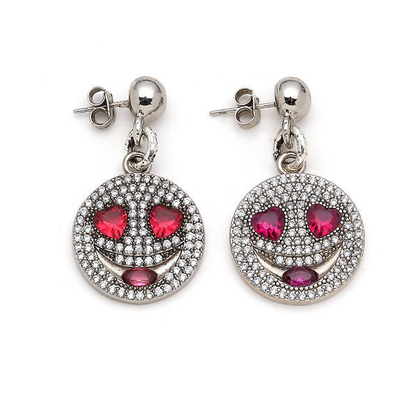 Flow Zircon Silver Plated Charm Pinned Earrings - 1